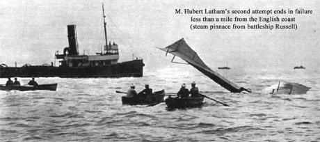 Hubert Latham crashes into sea just short of English coast