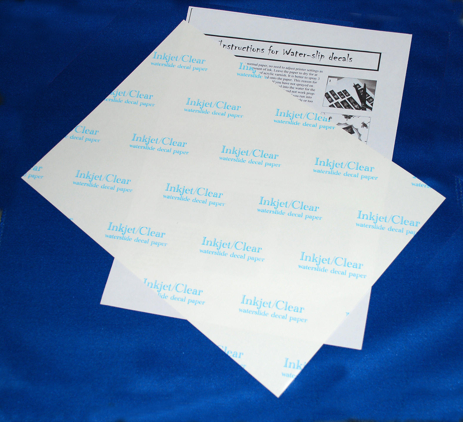 Sheet of inkjet paper showing backing paper